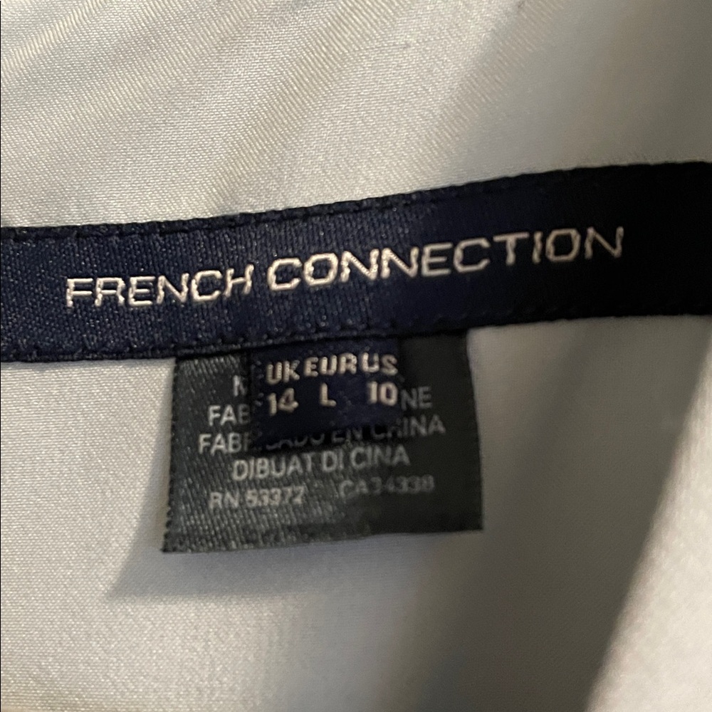 French Connection Whisper Ruffled V-Neck Mini Dress Size 10 Light Blue Wedding - Picture 8 of 13